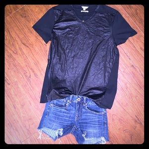 NWT Calvin Klein Leather V-Neck Shirt